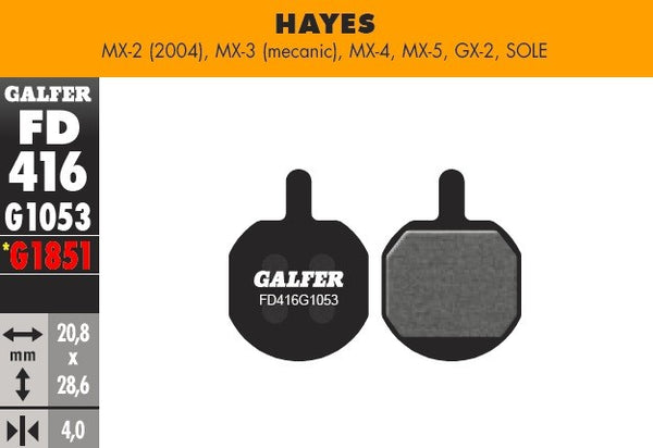 Pastillas Galfer Hayes MX-2, 3, 4, 5, GX-2, Sole